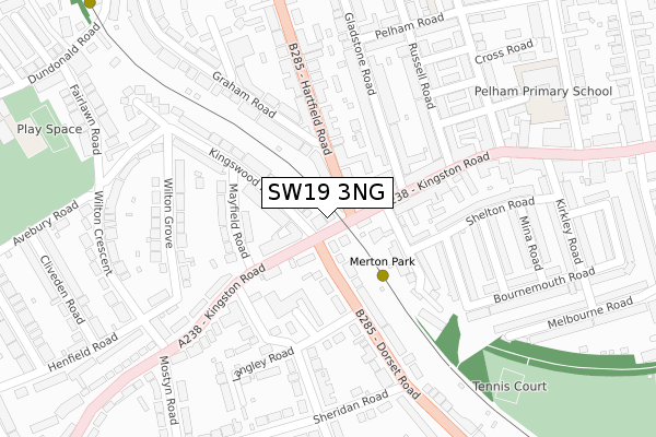 SW19 3NG map - large scale - OS Open Zoomstack (Ordnance Survey)