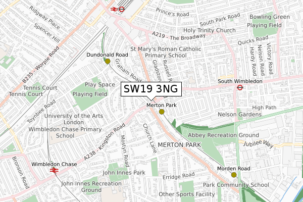 SW19 3NG map - small scale - OS Open Zoomstack (Ordnance Survey)