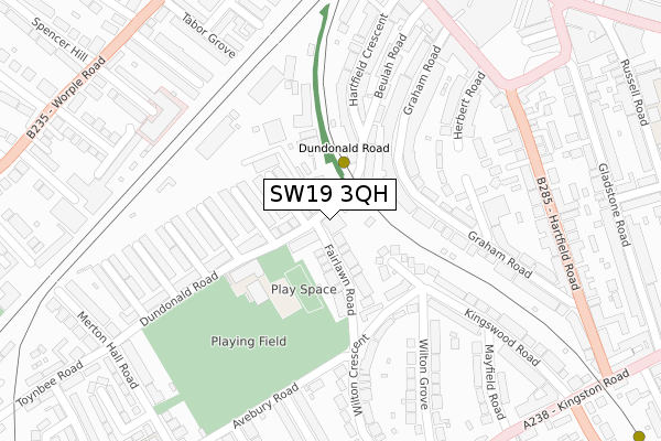 SW19 3QH map - large scale - OS Open Zoomstack (Ordnance Survey)