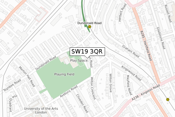 SW19 3QR map - large scale - OS Open Zoomstack (Ordnance Survey)