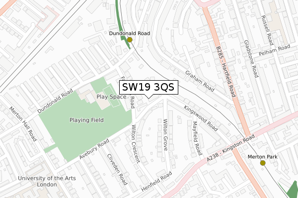 SW19 3QS map - large scale - OS Open Zoomstack (Ordnance Survey)