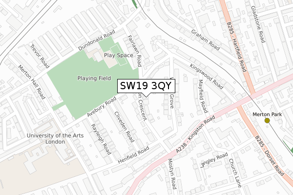 SW19 3QY map - large scale - OS Open Zoomstack (Ordnance Survey)