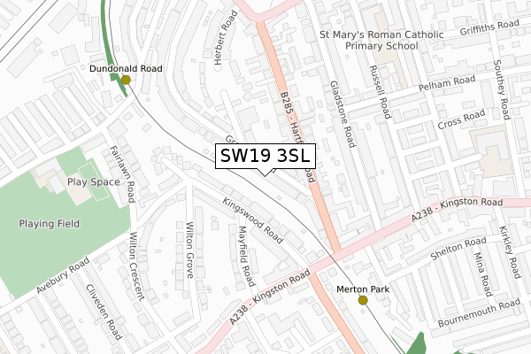 SW19 3SL map - large scale - OS Open Zoomstack (Ordnance Survey)