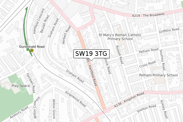 SW19 3TG map - large scale - OS Open Zoomstack (Ordnance Survey)