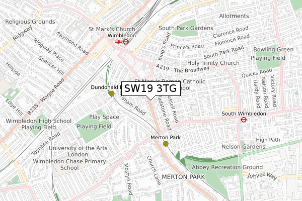 SW19 3TG map - small scale - OS Open Zoomstack (Ordnance Survey)