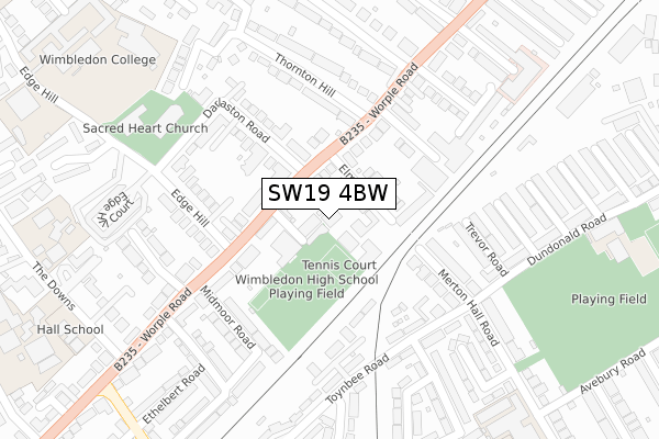 SW19 4BW map - large scale - OS Open Zoomstack (Ordnance Survey)