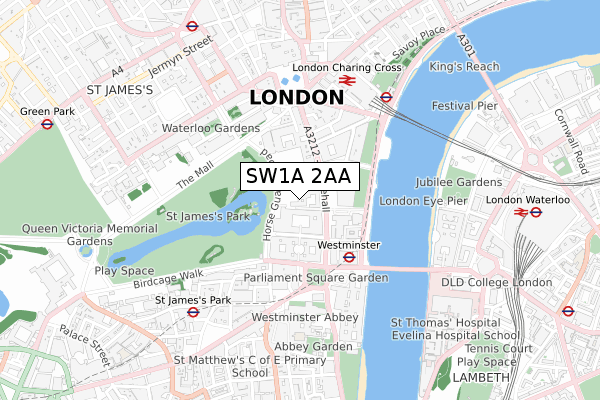 SW1A 2AA map - small scale - OS Open Zoomstack (Ordnance Survey)