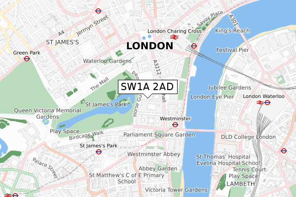 SW1A 2AD map - small scale - OS Open Zoomstack (Ordnance Survey)