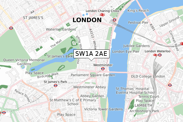 SW1A 2AE map - small scale - OS Open Zoomstack (Ordnance Survey)