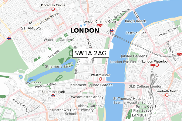 SW1A 2AG map - small scale - OS Open Zoomstack (Ordnance Survey)