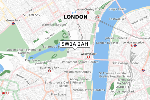 SW1A 2AH map - small scale - OS Open Zoomstack (Ordnance Survey)