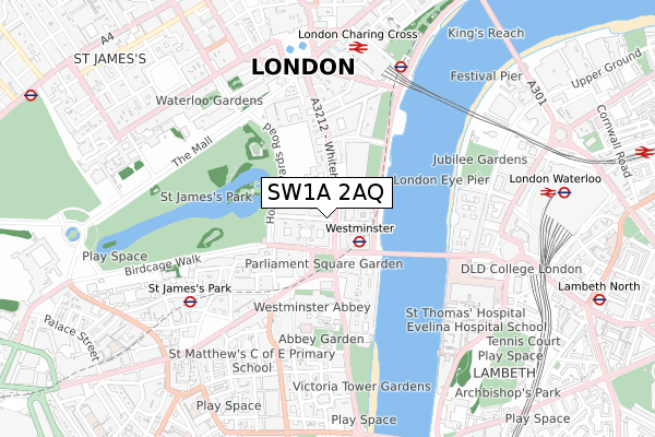 SW1A 2AQ map - small scale - OS Open Zoomstack (Ordnance Survey)