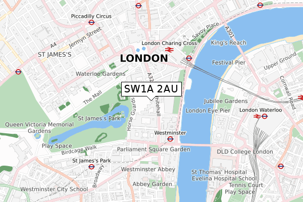 SW1A 2AU map - small scale - OS Open Zoomstack (Ordnance Survey)