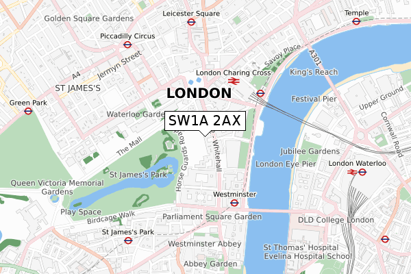 SW1A 2AX map - small scale - OS Open Zoomstack (Ordnance Survey)