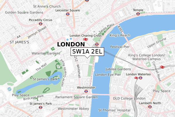 SW1A 2EL map - small scale - OS Open Zoomstack (Ordnance Survey)