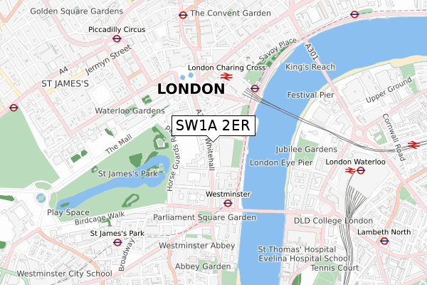 SW1A 2ER map - small scale - OS Open Zoomstack (Ordnance Survey)