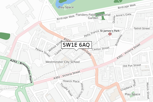 SW1E 6AQ map - large scale - OS Open Zoomstack (Ordnance Survey)