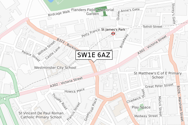SW1E 6AZ map - large scale - OS Open Zoomstack (Ordnance Survey)