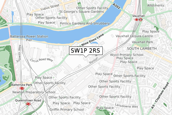SW1P 2RS map - small scale - OS Open Zoomstack (Ordnance Survey)
