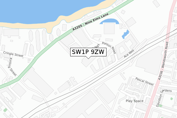 SW1P 9ZW map - large scale - OS Open Zoomstack (Ordnance Survey)