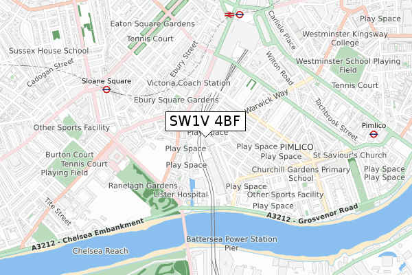 SW1V 4BF map - small scale - OS Open Zoomstack (Ordnance Survey)