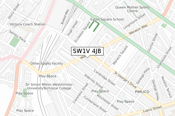 SW1V 4JB map - large scale - OS Open Zoomstack (Ordnance Survey)