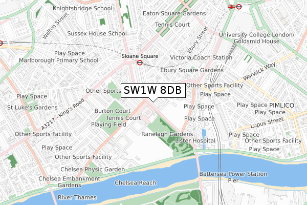 SW1W 8DB map - small scale - OS Open Zoomstack (Ordnance Survey)