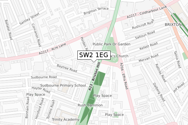 SW2 1EG map - large scale - OS Open Zoomstack (Ordnance Survey)