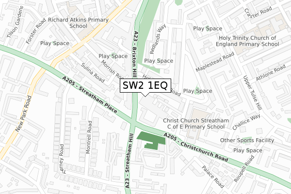 SW2 1EQ map - large scale - OS Open Zoomstack (Ordnance Survey)