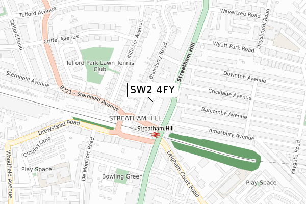 SW2 4FY map - large scale - OS Open Zoomstack (Ordnance Survey)
