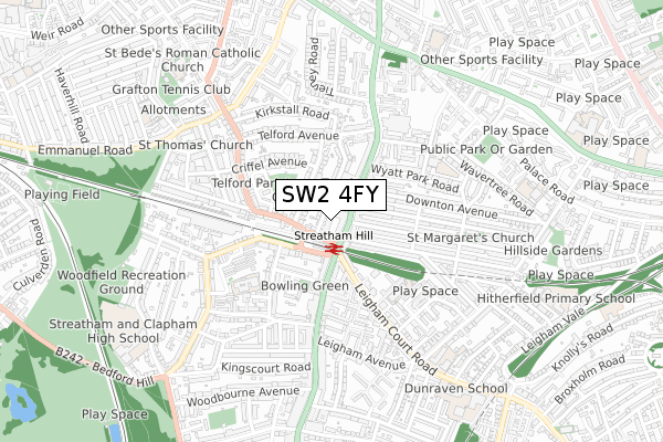 SW2 4FY map - small scale - OS Open Zoomstack (Ordnance Survey)