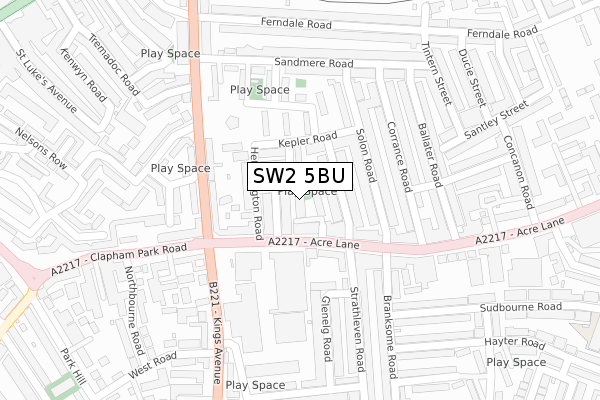 SW2 5BU map - large scale - OS Open Zoomstack (Ordnance Survey)