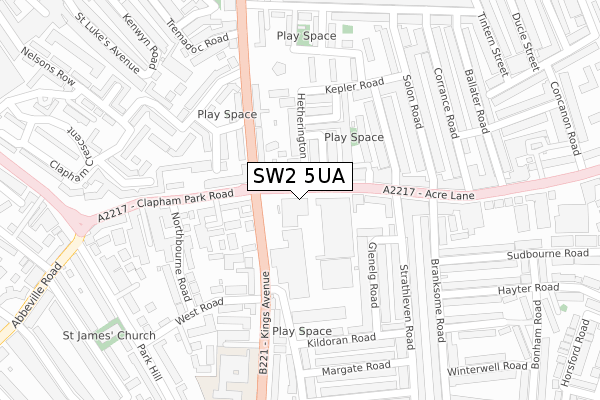 SW2 5UA map - large scale - OS Open Zoomstack (Ordnance Survey)