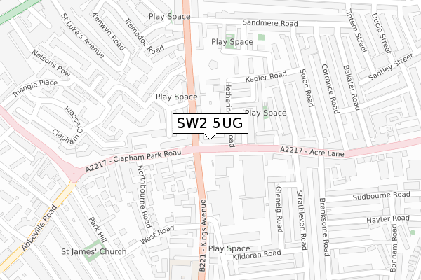 SW2 5UG map - large scale - OS Open Zoomstack (Ordnance Survey)
