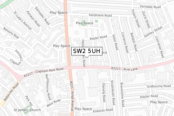 SW2 5UH map - large scale - OS Open Zoomstack (Ordnance Survey)