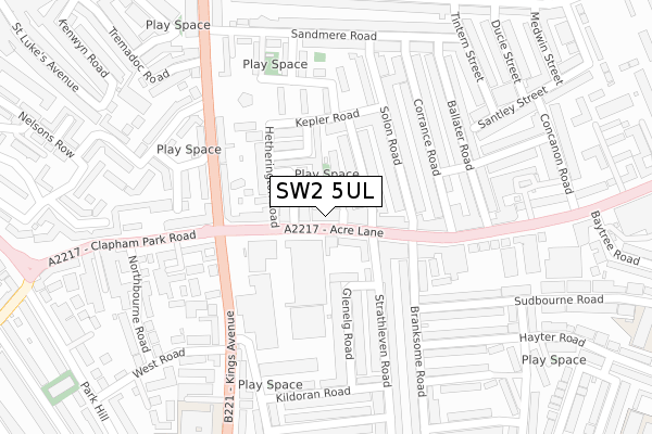 SW2 5UL map - large scale - OS Open Zoomstack (Ordnance Survey)