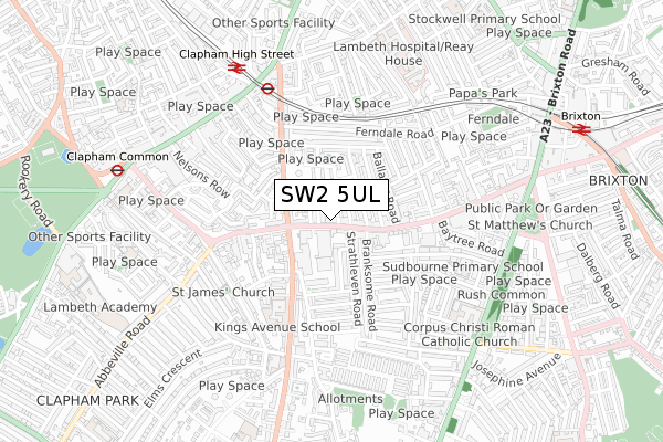 SW2 5UL map - small scale - OS Open Zoomstack (Ordnance Survey)
