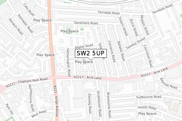 SW2 5UP map - large scale - OS Open Zoomstack (Ordnance Survey)