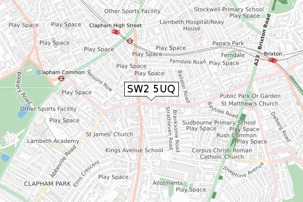 SW2 5UQ map - small scale - OS Open Zoomstack (Ordnance Survey)