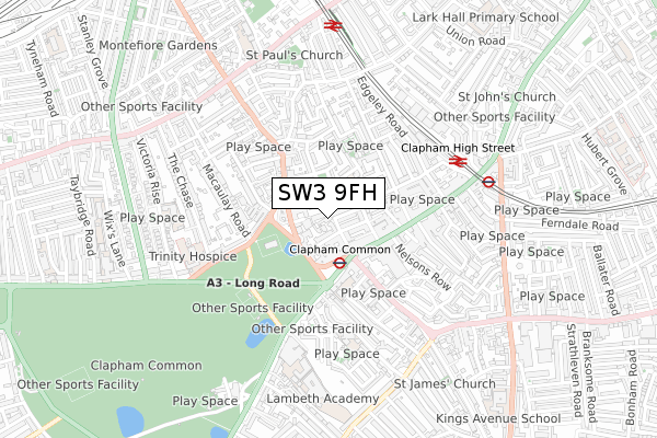 SW3 9FH map - small scale - OS Open Zoomstack (Ordnance Survey)