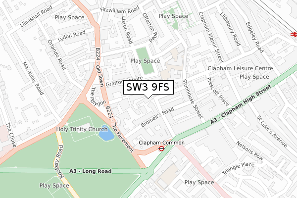 SW3 9FS map - large scale - OS Open Zoomstack (Ordnance Survey)