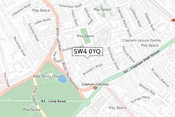 SW4 0YQ map - large scale - OS Open Zoomstack (Ordnance Survey)