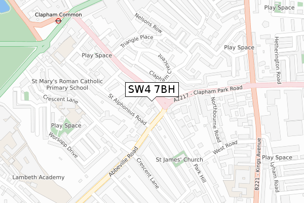 SW4 7BH map - large scale - OS Open Zoomstack (Ordnance Survey)