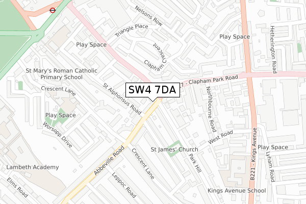 SW4 7DA map - large scale - OS Open Zoomstack (Ordnance Survey)