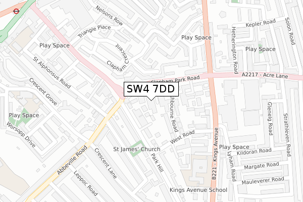 SW4 7DD map - large scale - OS Open Zoomstack (Ordnance Survey)