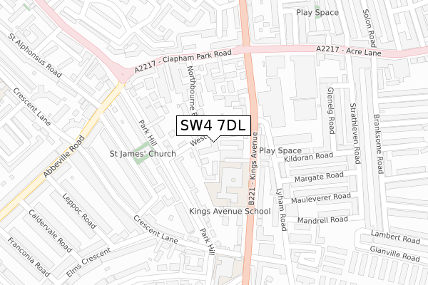 SW4 7DL map - large scale - OS Open Zoomstack (Ordnance Survey)