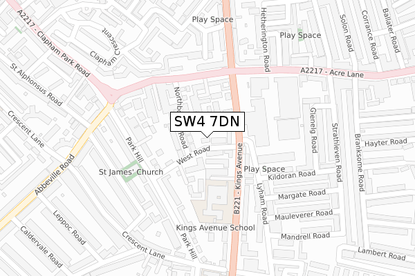 SW4 7DN map - large scale - OS Open Zoomstack (Ordnance Survey)