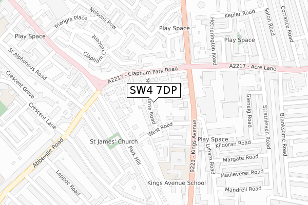SW4 7DP map - large scale - OS Open Zoomstack (Ordnance Survey)