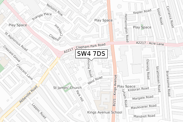 SW4 7DS map - large scale - OS Open Zoomstack (Ordnance Survey)