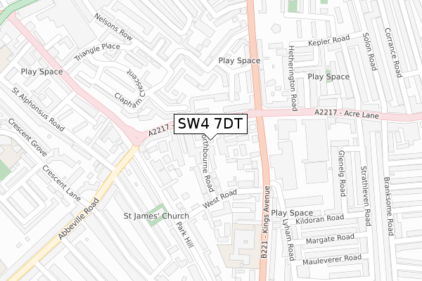 SW4 7DT map - large scale - OS Open Zoomstack (Ordnance Survey)